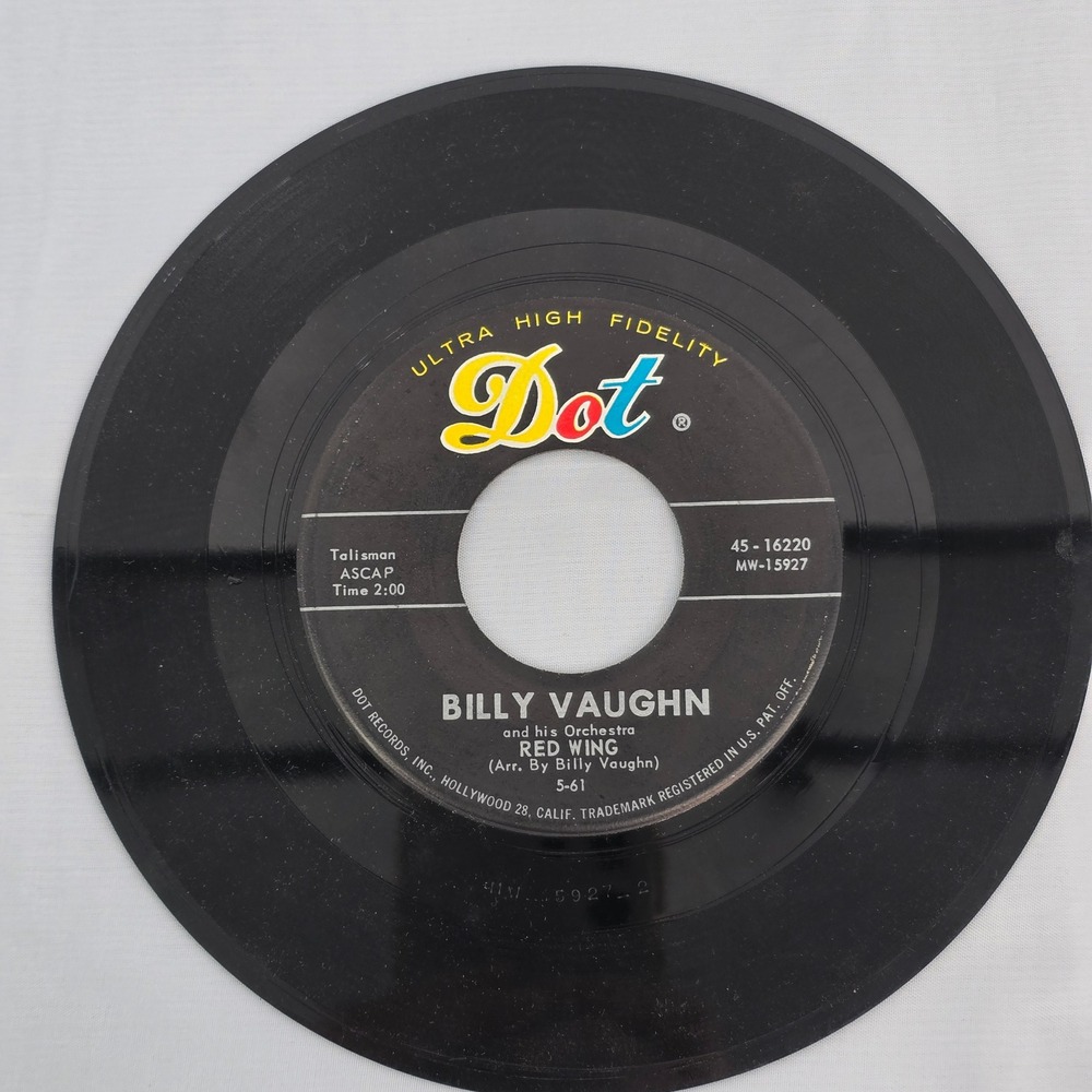 Billy Vaughn‎ Red Wing Blue Tomorrow 45 RPM Vinyl Record Dot 45-16220 1961